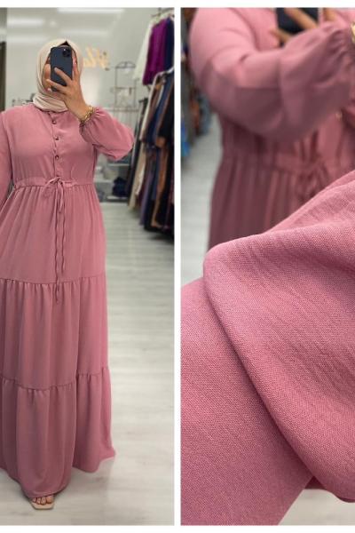 Lale Tesettür Elbise  Pembe