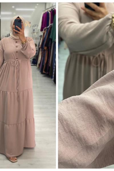 Lale Tesettür Elbise  Vizon