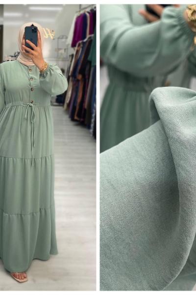 Lale Tesettür Elbise  Su Yeşili