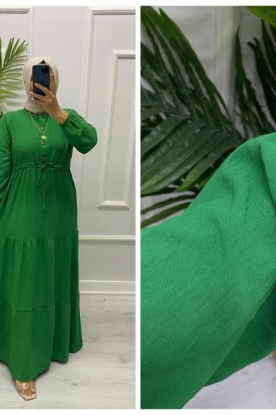 Lale Tesettür Elbise  Yeşil