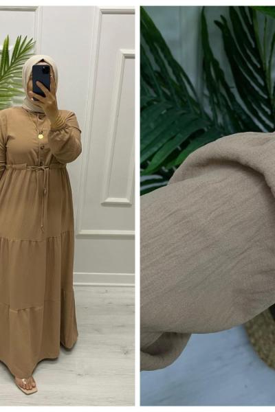 Lale Tesettür Elbise  Sütlü Kahve