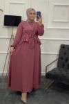 Lara Tesettür Etekli Takım Pembe