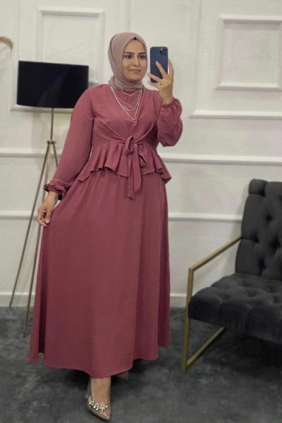 Lara Tesettür Etekli Takım Pembe