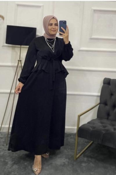 Lara Tesettür Etekli Takım Siyah