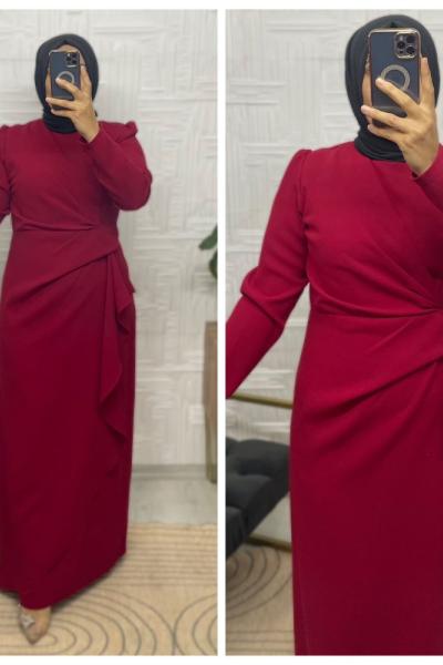Lavinya Tesettür Elbise  Kırmızı