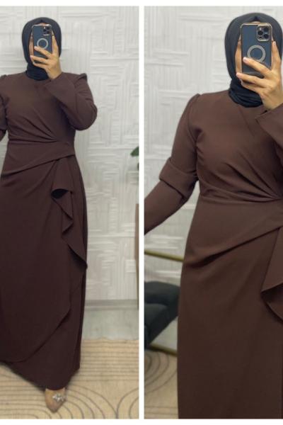 Lavinya Tesettür Elbise  Kahverengi
