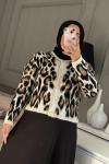Leopar Hırka Kahverengi Bej