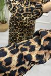 Leopar Tesettür Elbise  Siyah