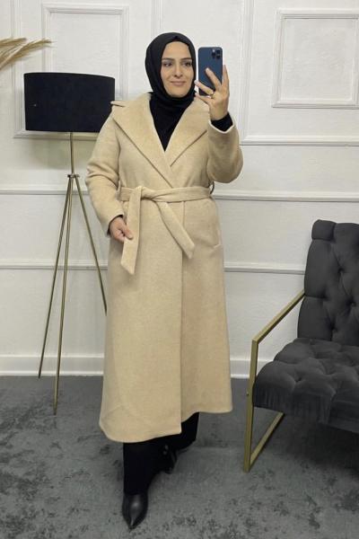 Lina Tesettür Kaban Krem