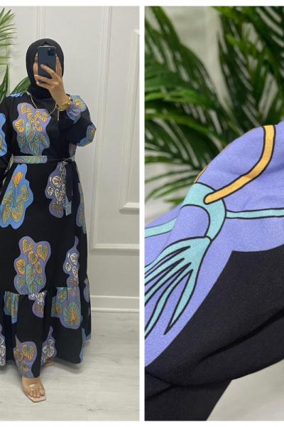 Lotus Tesettür Elbise  Siyah