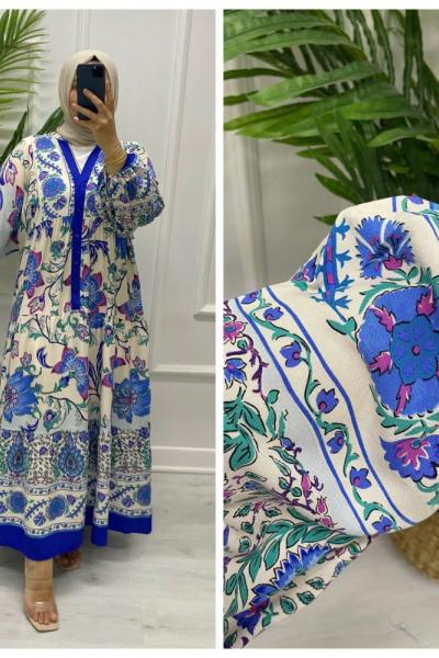 Maldiv Tesettür Elbise  Mavi