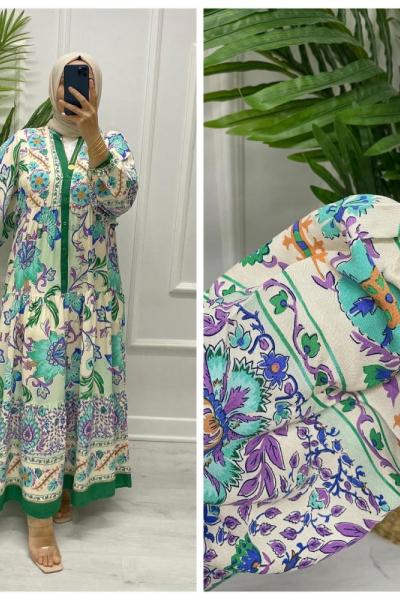 Maldiv Tesettür Elbise  Yeşil