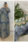 Mandala Desen Tesettür Elbise  Mavi