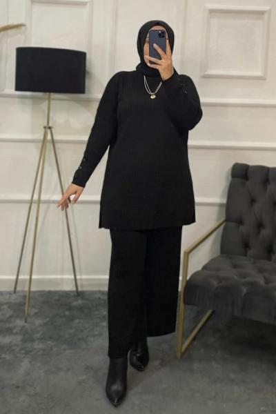 Meltem Triko Tesettür Takım Anadolu Siyahı