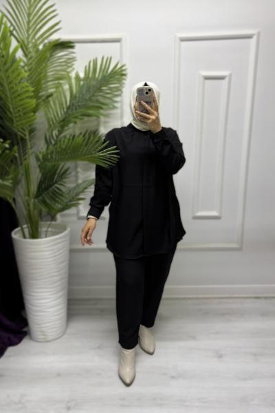 Menajlı Keten Takım Siyah