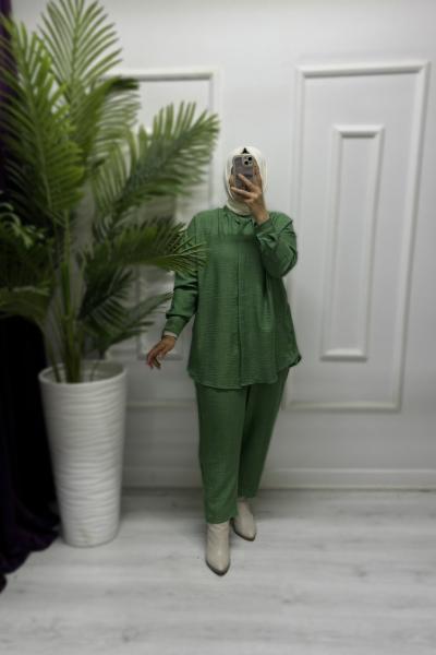 Menajlı Keten Takım Yeşil