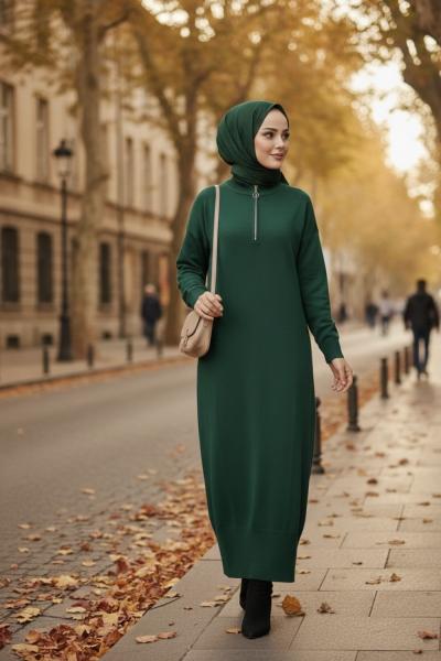 Merserize Elbise Zümrüt