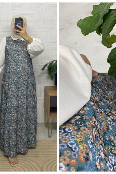 Nadide Tesettür Elbise  Mavi