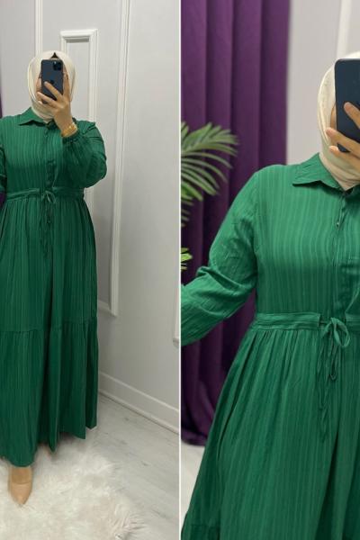 Nagiş Pamuklu Elbise Yeşil