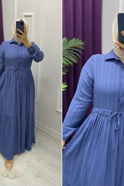 Nagiş Pamuklu Elbise Mavi