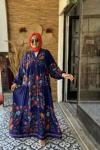 Nakış İşleme Model Elbise Nar Lacivert