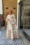 Nakış İşlemeli Model Elbise Krem