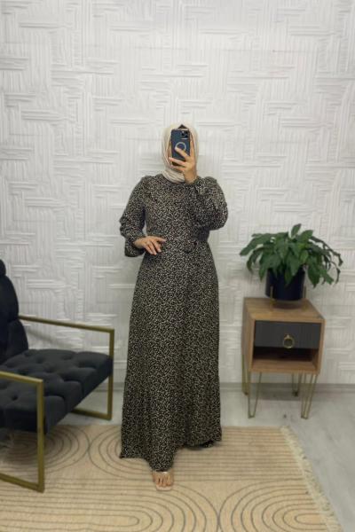 Narin Tesettür Elbise  Yeşil