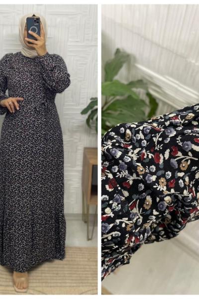 Narin Tesettür Elbise  Siyah