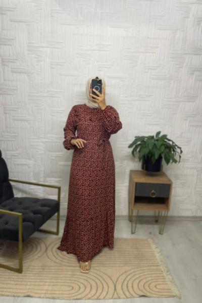 Narin Tesettür Elbise  Kırmızı