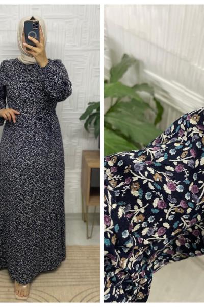 Narin Tesettür Elbise  Lacivert