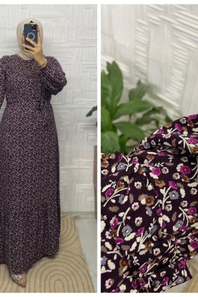 Narin Tesettür Elbise  Mor