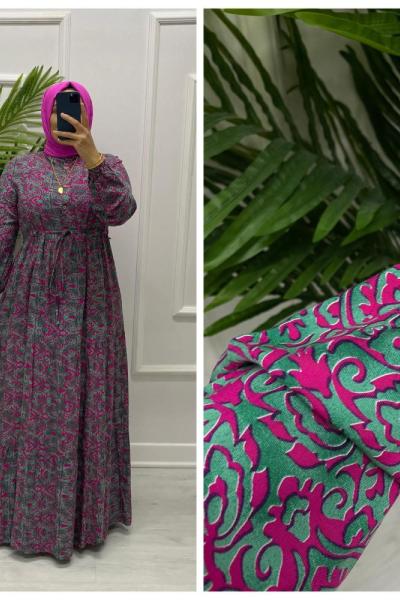 Naz Tesettür Elbise  Fuşya