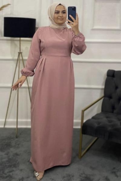 Nazende Tesettür Elbise Fuşya