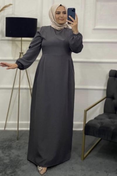 Nazende Tesettür Elbise  Gri