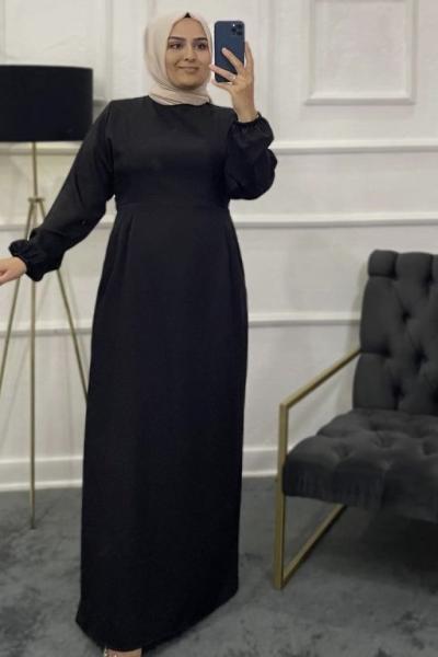 Nazende Tesettür Elbise  Siyah