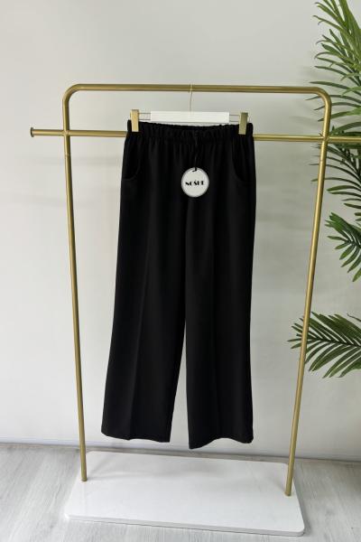 Noşhe Bol Paça Pantolon Siyah