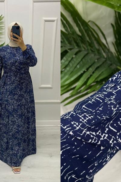 Nursel Tesettür Elbise  Mavi