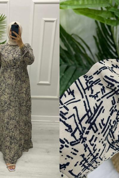 Nursel Tesettür Elbise  Krem