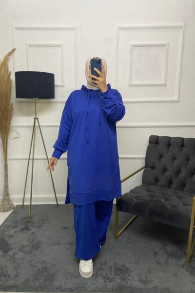 Öykü Tesettür Takım Saks Mavisi