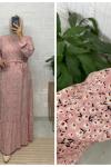 Papatya Desen Tesettür Elbise  Pembe