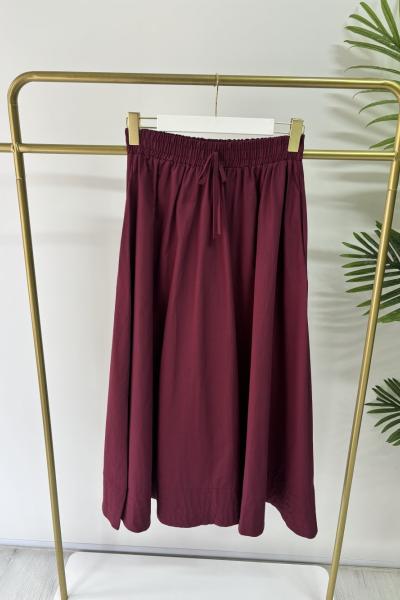 Poplin Etek Bordo