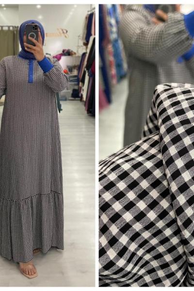 Pötikare Desen Tesettür Elbise Mavi