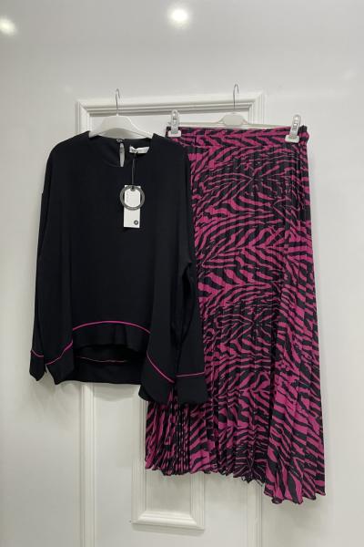 Puane Etekli Takım Siyah Fuşya