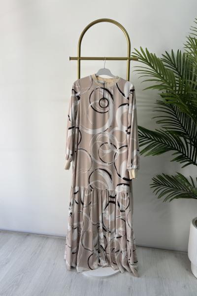 Puane Şifon Elbise Krem