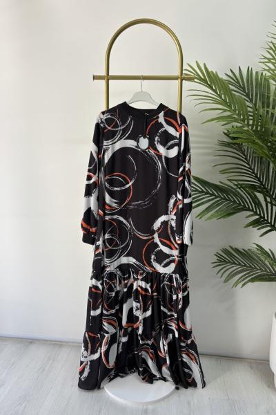 Puane Şifon Elbise Siyah