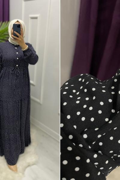 Puantiye Elbise Siyah-Laci