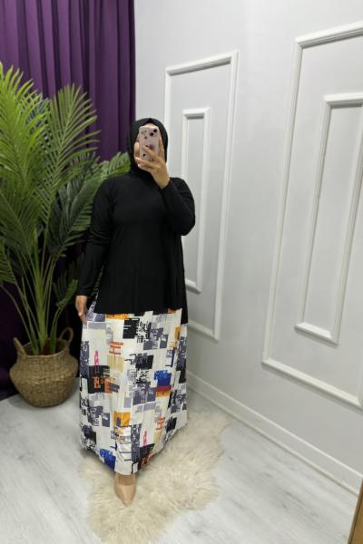 Renkli Etekli Takım Siyah