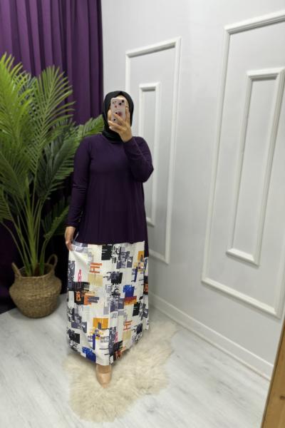 Renkli Etekli Takım Mor