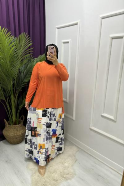 Renkli Etekli Takım Turuncu