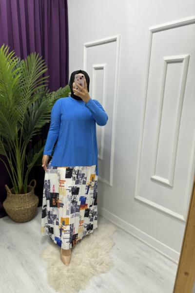 Renkli Etekli Takım Açık Mavi